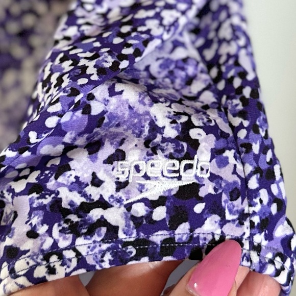 SPEEDO NWT 6 Blended Ink Ultraviolet Purple Dot One Piece Racerback Swimsuit - Picture 4 of 10